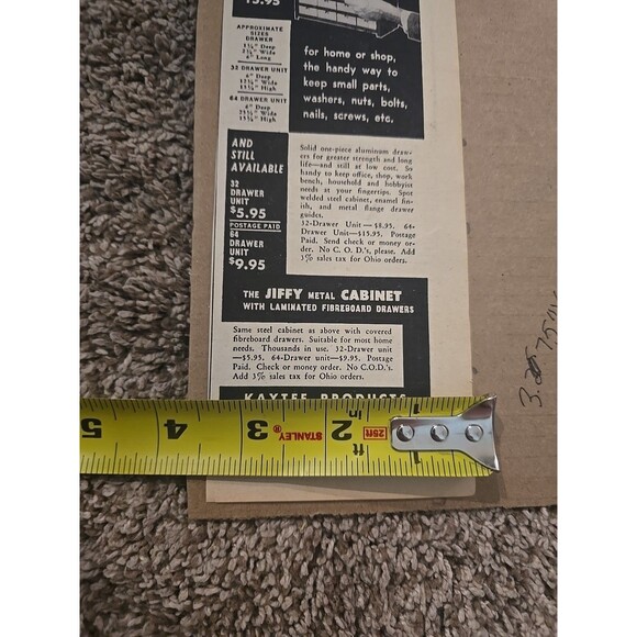1948 Vintage Tool Advertising Jiffy Metal Cabinet, Kaytee Products 3.75" X9.5" - Picture 7 of 8